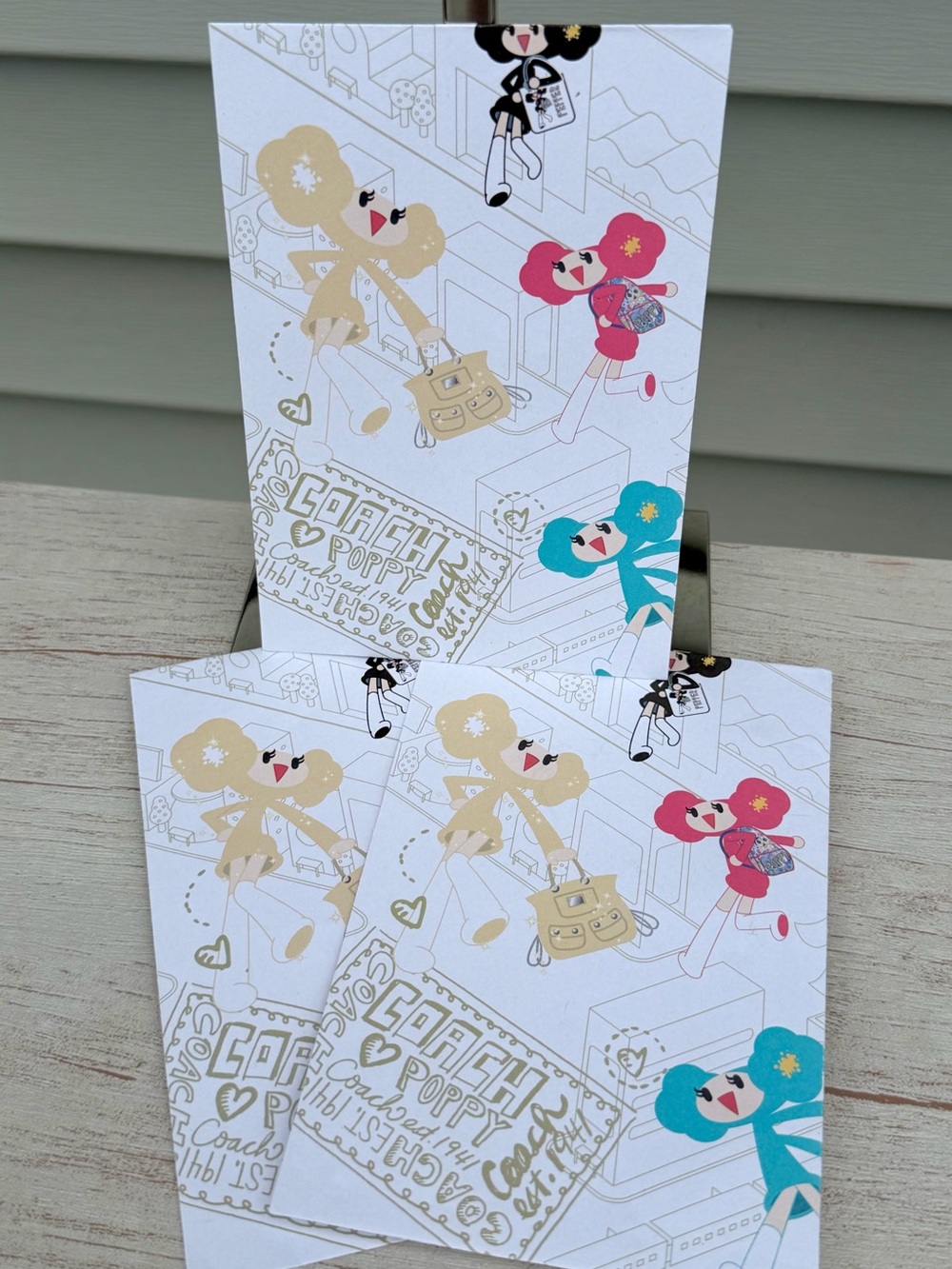 COACH Poppy Envelopes with Poppy Chan Characters NWOT set of 3